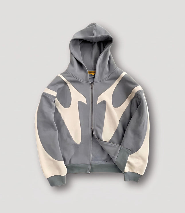 Men's Oversized Zip Up Hoodie with Contrast Panels