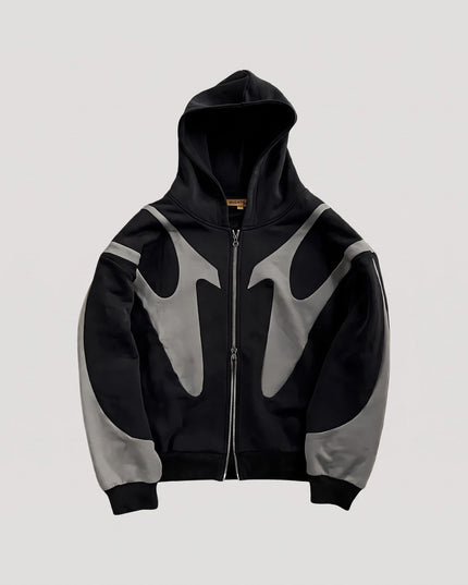 Men's Oversized Zip Up Hoodie with Contrast Panels