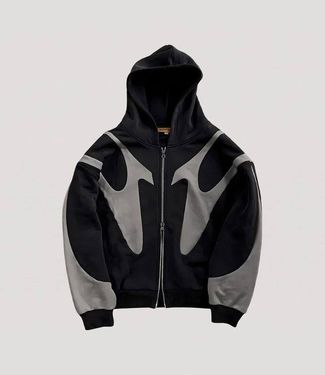 Men's Oversized Zip Up Hoodie with Contrast Panels