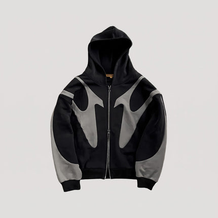Men's Oversized Zip Up Hoodie with Contrast Panels