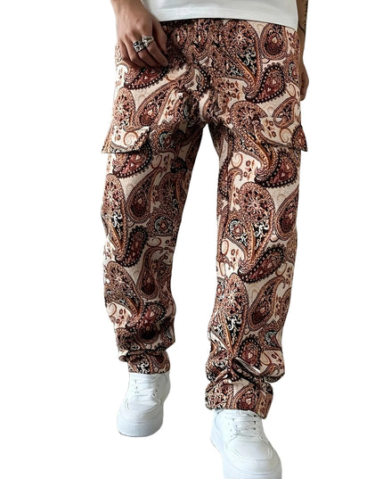 Men's Paisley-Print Cargo Pants