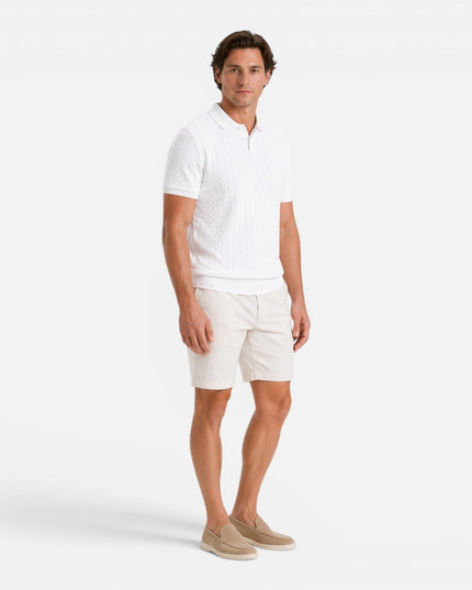 Men's Polo Collar Short Sleeve Cable Knitted Jumper