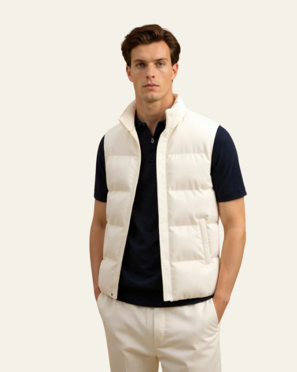 Men's Press-Stud Padded High Neck Gilet