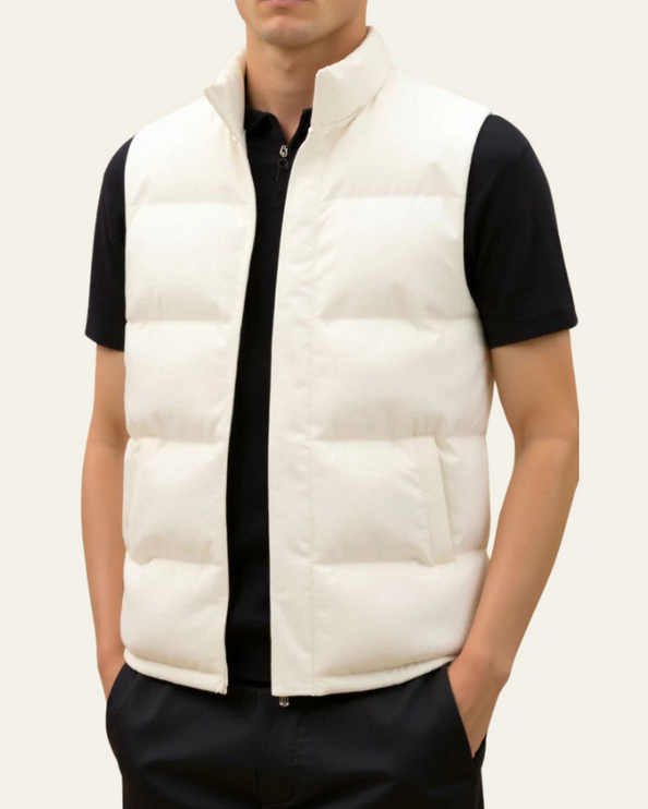 Men's Press-Stud Padded High Neck Gilet