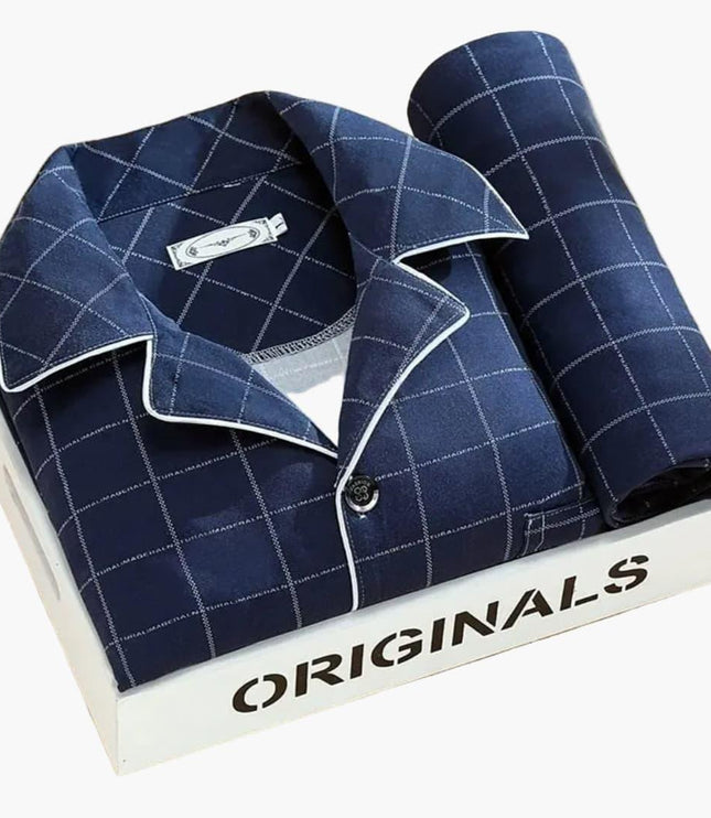 Men's Printed Long Sleeve Shirt And Trouser Pyjamas