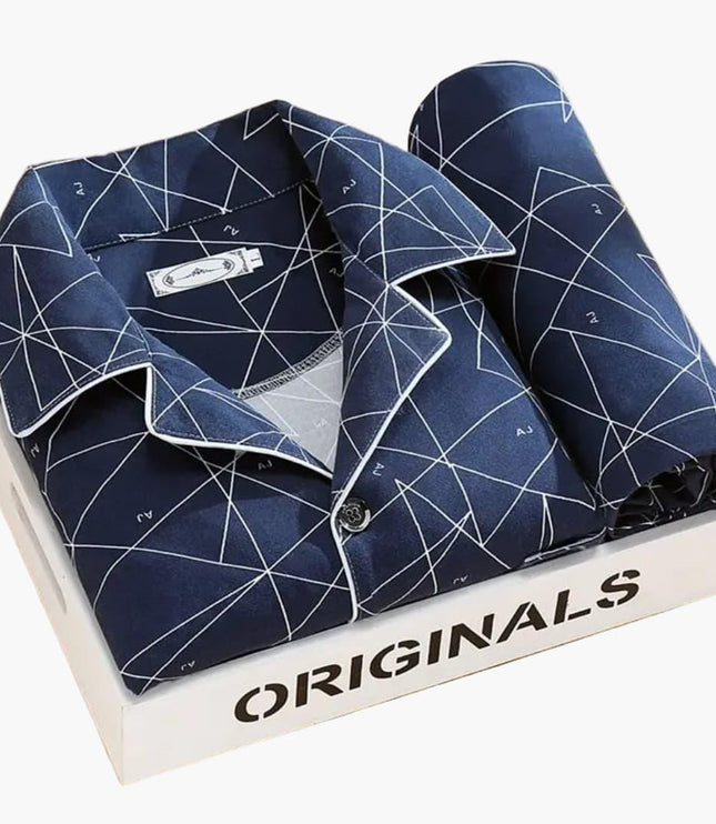 Men's Printed Long Sleeve Shirt And Trouser Pyjamas