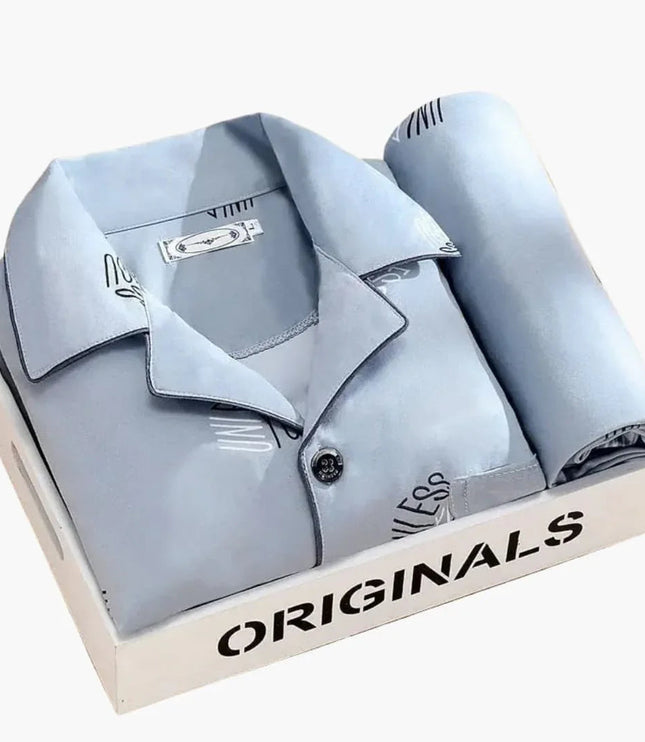 Men's Printed Long Sleeve Shirt And Trouser Pyjamas