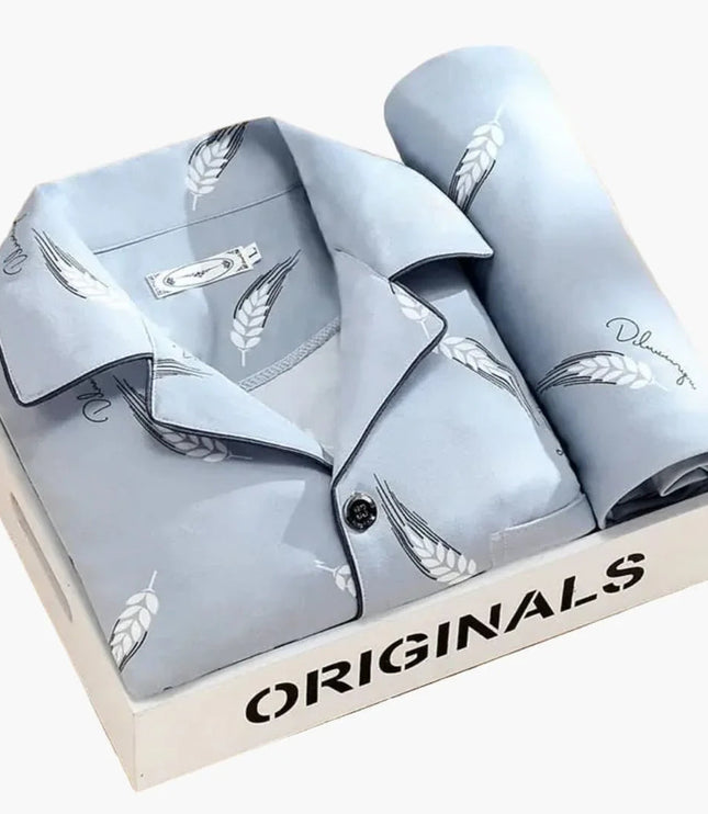 Men's Printed Long Sleeve Shirt And Trouser Pyjamas