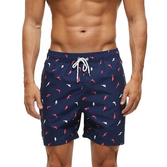 Men's Printed Swim Shorts with Pockets Drawstring Quick Dry