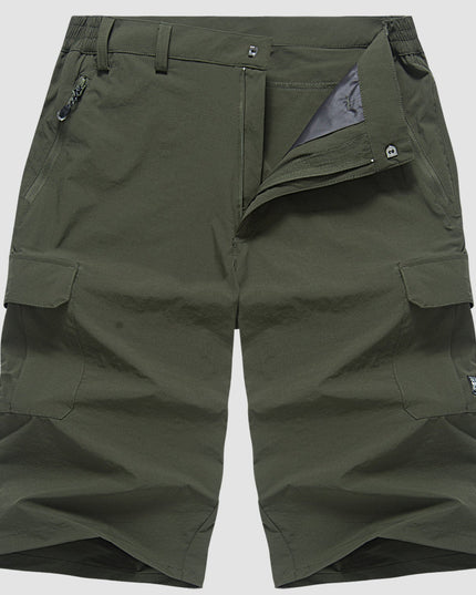 Short cargo à séchage rapide avec poche zippée, style tactique, été pour homme