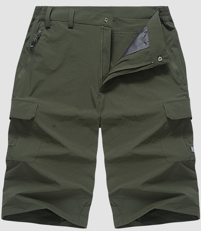 Short cargo à séchage rapide avec poche zippée, style tactique, été pour homme
