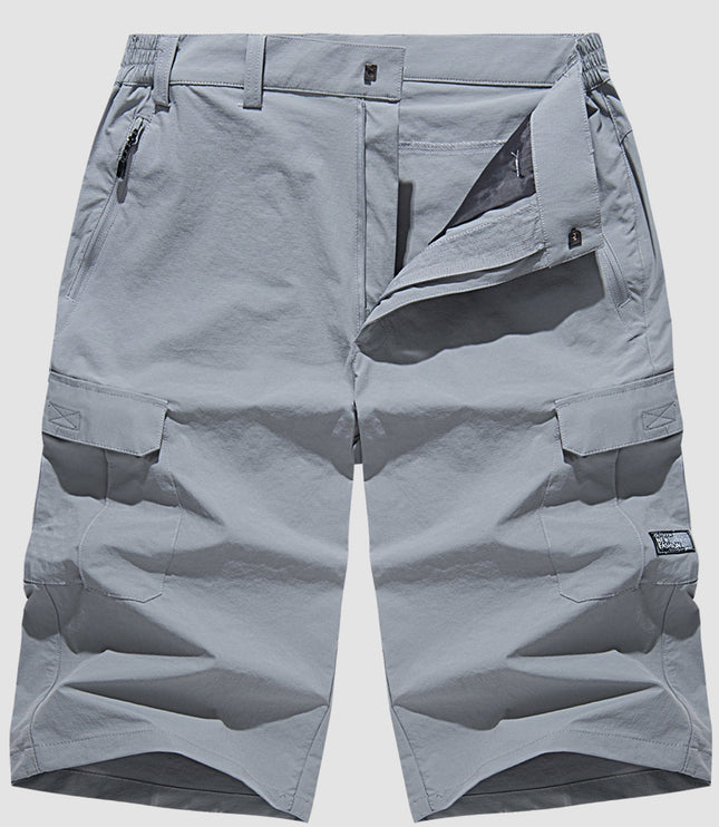 Short cargo à séchage rapide avec poche zippée, style tactique, été pour homme