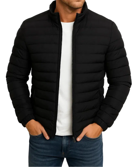 Men's Raised Neck Fine Channel Puffer Jacket