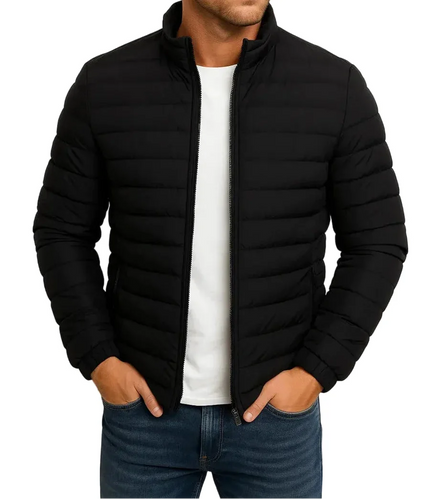 Men's Raised Neck Fine Channel Puffer Jacket