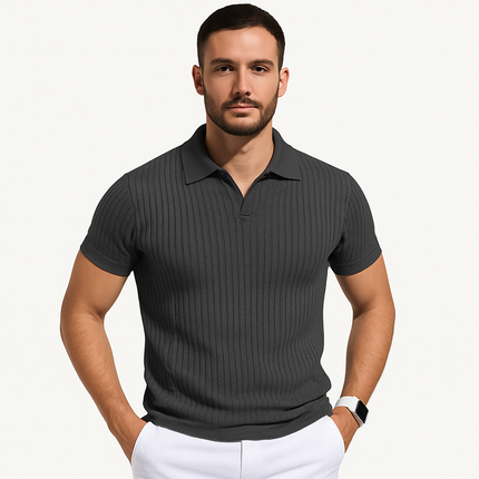 Polo d'été pour homme à manches courtes en maille côtelée