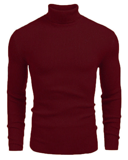 Men's Ribbed Knitted Jumper with Roll Neck