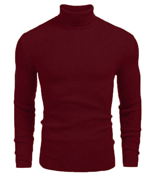 Men's Ribbed Knitted Jumper with Roll Neck