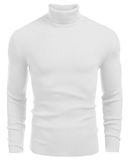 Men's Ribbed Knitted Jumper with Roll Neck