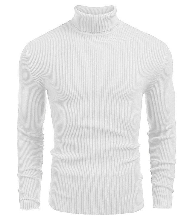 Men's Ribbed Knitted Jumper with Roll Neck