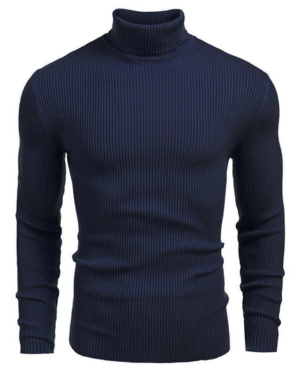 Men's Ribbed Knitted Jumper with Roll Neck
