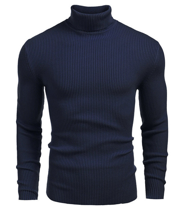 Men's Ribbed Knitted Jumper with Roll Neck