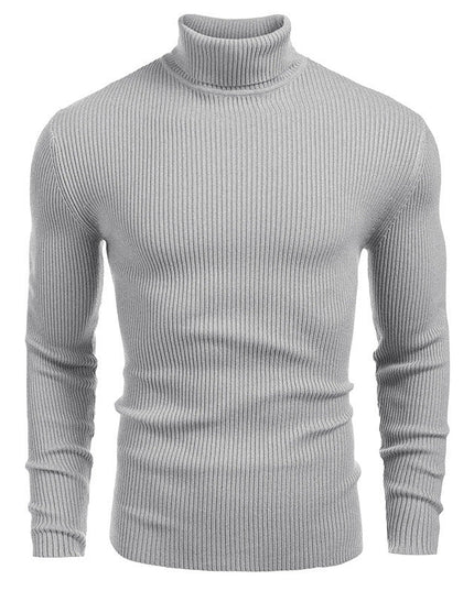 Men's Ribbed Knitted Jumper with Roll Neck