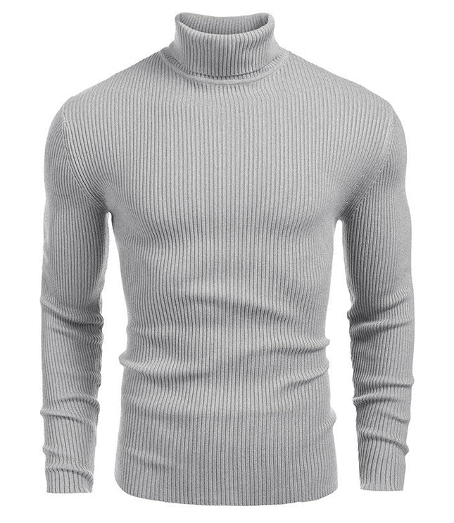 Men's Ribbed Knitted Jumper with Roll Neck