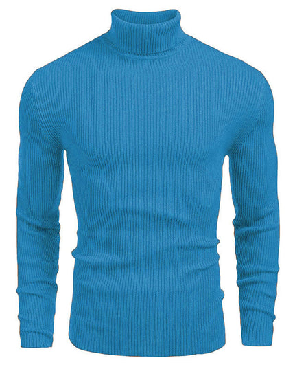 Men's Ribbed Knitted Jumper with Roll Neck