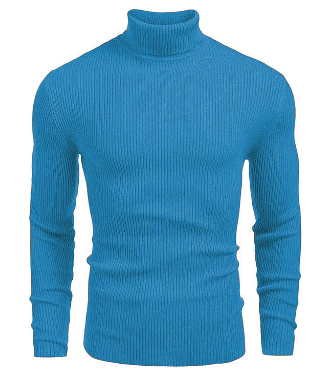 Men's Ribbed Knitted Jumper with Roll Neck