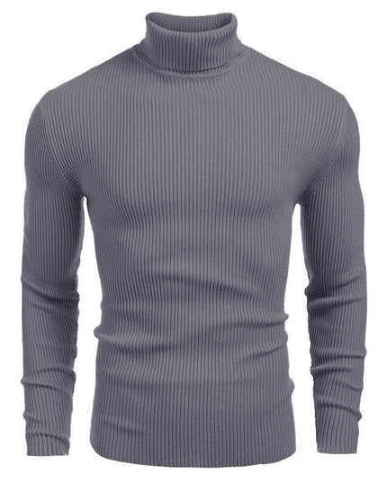 Men's Ribbed Knitted Jumper with Roll Neck