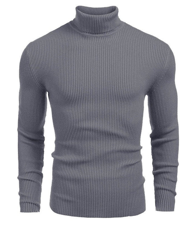 Men's Ribbed Knitted Jumper with Roll Neck