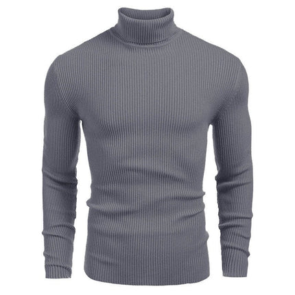 Men's Ribbed Knitted Jumper with Roll Neck