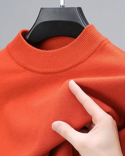 Men's Ribbed Mock Neck Fine Knitted Jumper