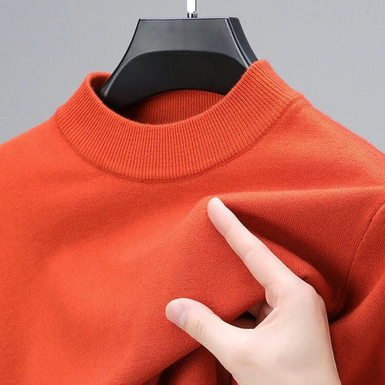 Men's Ribbed Mock Neck Fine Knitted Jumper