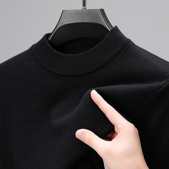 Men's Ribbed Mock Neck Fine Knitted Jumper