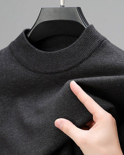 Men's Ribbed Mock Neck Fine Knitted Jumper