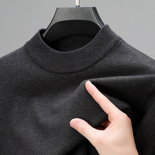 Men's Ribbed Mock Neck Fine Knitted Jumper