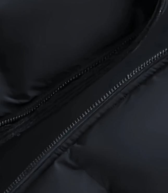 Men's Ribbed Shoulder Roomy Hood Puffer Jacket