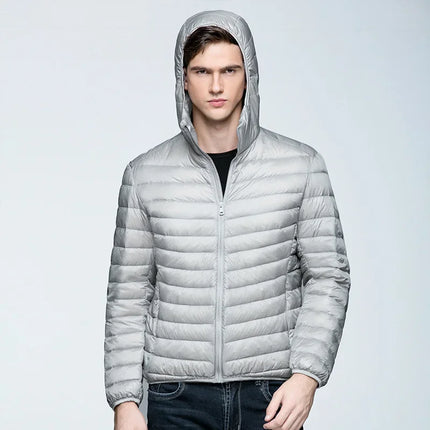 Men's Short Hooded Narrow Channel Puffer Jacket