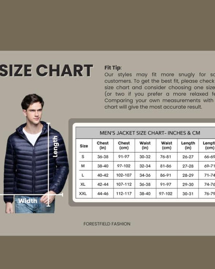 Men's Short Hooded Narrow Channel Puffer Jacket