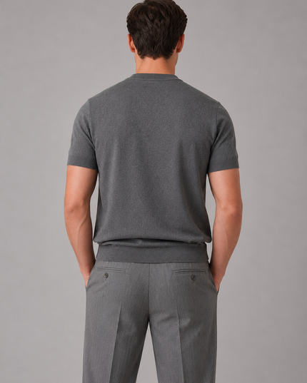 Men's Short Sleeve Crew Neck Fine Knitted Jumper