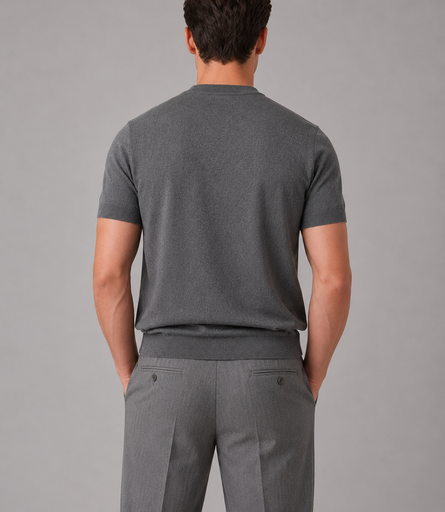 Men's Short Sleeve Crew Neck Fine Knitted Jumper