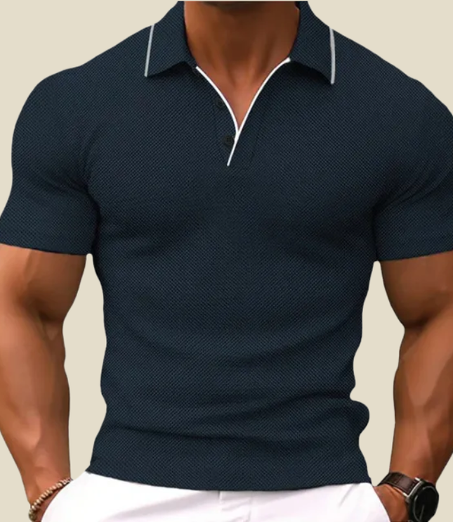 Polo d'été texturé pour homme à manches courtes, style décontracté