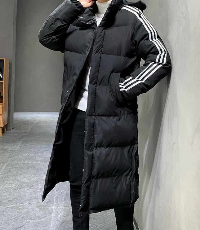 Men's Sleeve Contrast Longline Puffer Jacket
