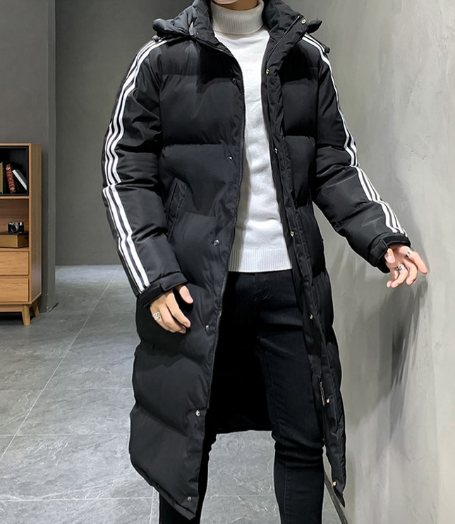 Men's Sleeve Contrast Longline Puffer Jacket
