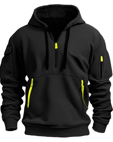 Men's Sleeve Pocket Contrast Zip Hoodie