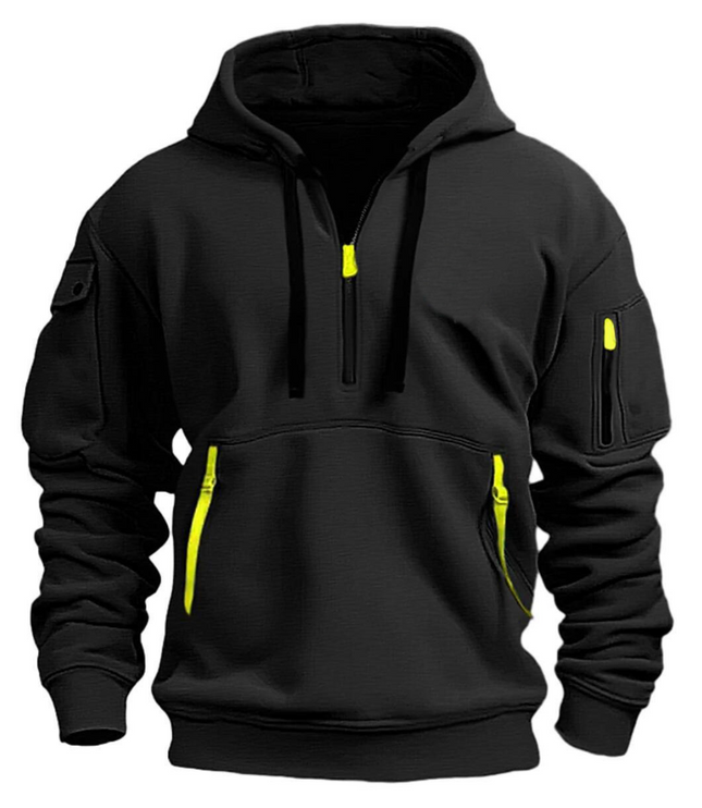 Men's Sleeve Pocket Contrast Zip Hoodie