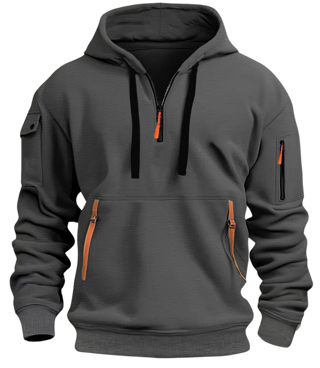 Men's Sleeve Pocket Contrast Zip Hoodie