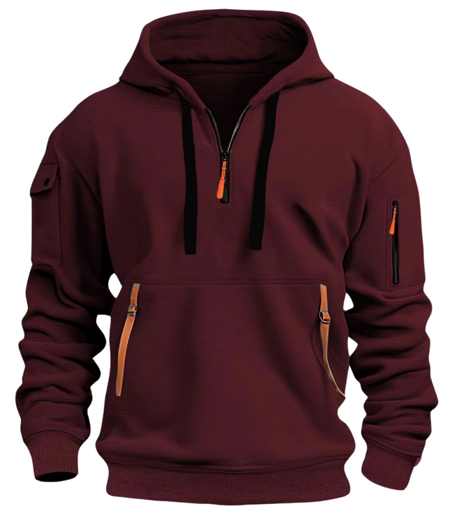Men's Sleeve Pocket Contrast Zip Hoodie