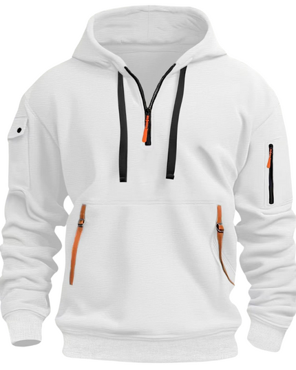 Men's Sleeve Pocket Contrast Zip Hoodie